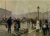 Fish Paintings - The Fish Market at Gammelstrand Copenhagen by Paul Gustave Fischer